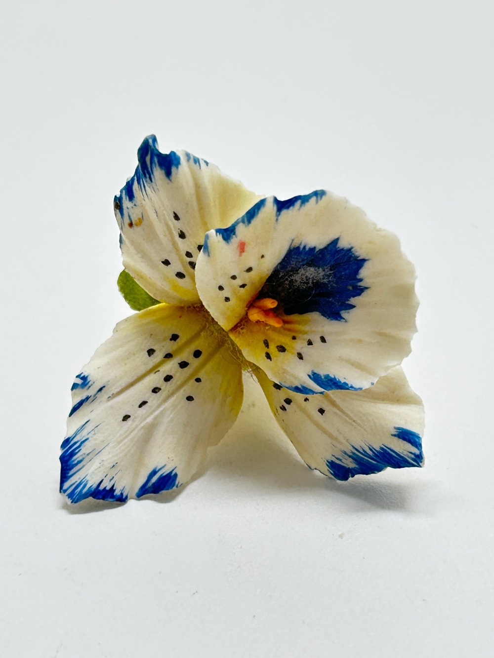 Vintage, Blue And White Ceramic Orchid Brooch
